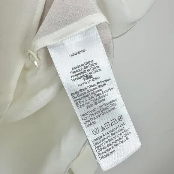 Madewell Shirred Long Sleeve Top Blouse Silk Lightweight Winter White Medium NWT - Picture 10 of 16